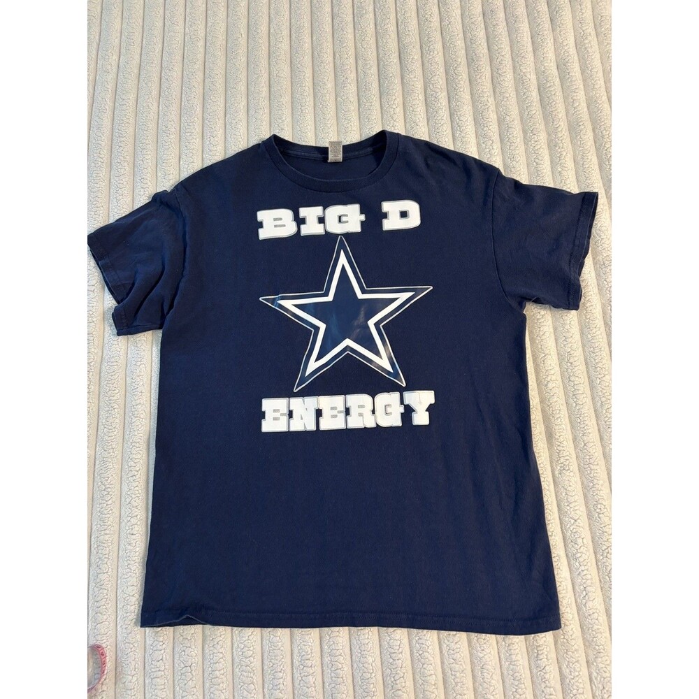 Dallas Cowboys big D energy t shirt men’s medium navy blue funny boyfriend meme